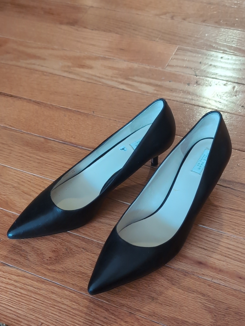 Cole Haan Classic Black Pointed-Toe Leather Pumps